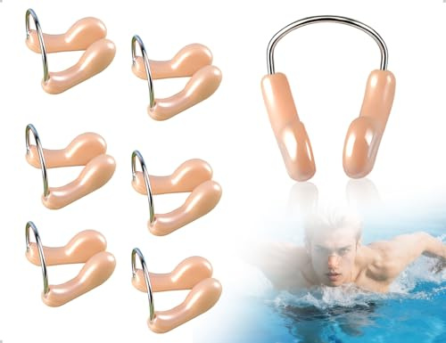 OHYANYAO 6 Pezzi di Clip per Naso da Nuoto, Comode Clip per Naso in Silicone Impermeabili, Usate per Adulti, Nuotatori Principianti, Immersioni, Surf, Gare, Allenamento in Acqua