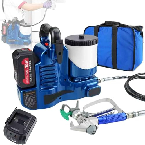 ylpddmm Spruzzatore Elettrico airless, Pistola a spruzzo Professionale, Pistola a spruzzo Senza Fili, con Batteria al Litio da 21 V, 6 velocità Regolabili per Vernici al Lattice e lacche 1battery
