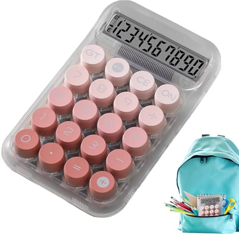 Calculadora mecánica - Calculadora de escritorio antideslizante de 18x10 cm, botones mecánicos táctiles, lindo diseño estético transparente, dispositivo de conteo portátil estable | Práctica herramien