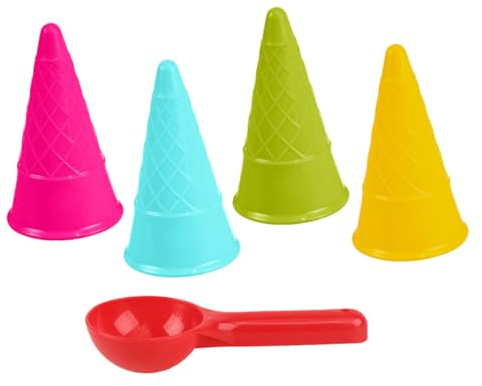 Hohopeti Bunte Sandspielzeug Satz für Sandschaufel und Eiscreme Eistüten Form Kunststoff Kleiner Strandlöffel für Sandkasten Garten und Strand