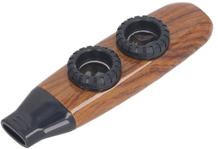 Cryfokt Kazoo Flöte, Verstellbare Doppellochflöte mit Klarem Klang Zum Spielen von Musik, Festival, Camping, ABS, Grün (Naturholz)