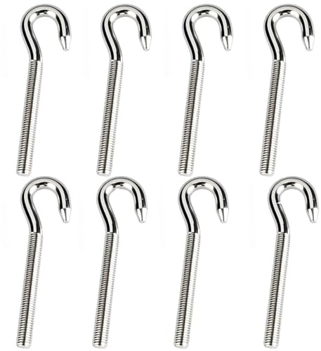 oupados 8 Stück hakenschraube schraubhaken m10 metallösen zum schrauben | 304 Edelstahl A2-70 Hakenschraube Haken mit Schraube Hohe Härte,Hakenschrauben mit Gewinde für Outdoor Indoor Hängen Zubehör