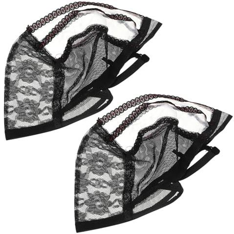 Gorro para Peluca de Red Transpirable Negro 58cm, 2 Piezas | Poliéster Reutilizable, Ajuste Cómodo, Adecuado para Conciertos y Rodajes
