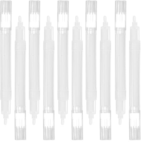 FRCOLOR Lot de 10 Marqueurs Vides Rechargeables à Pointe Inclinée, Stylos à Peinture Acrylique et Huile, Corps Épais Blanc pour Graffiti et Dessin Artistique