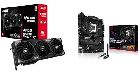 ASUS Carte Graphique TUF-RX9070XT-O16G-GAMING + Carte mère ROG Strix B650E-F Gaming WiFi