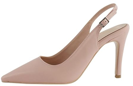 Pumps dam stiletto, skor med klack för kvinnor sexiga höga klackar eleganta slingpumps Slingback högklackade skor latin dansskor lack affärsskor bröllop kväll damskor med klack, ROSA, 41 EU