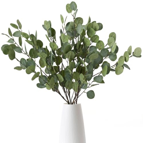 twirush Künstliche Eukalyptus Deko - 5 Stück 94cm Künstlich Eucalyptus Zweige Künstliche Pflanzen wie Echt Groß Künstlicher Eukalyptus für Bodenvase Tischdeko Hochzeit Home Deko Zweige, Grün