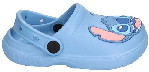 Zuecos Stitch Niño y Niña - Zuecos Infantiles Disney Azul 100% EVA con Correa Trasera y Pins Decorativos, Ligeros y Cómodos, para Playa, Piscina y Verano, Licencia Oficial