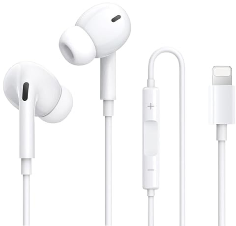 Headset för iPhone med kabel, [MFI-certifierade] trådbundna hörlurar | Mikrofon och volymkontroll, Earpods Lightning kompatibel med iPhone 14/14 Pro/13/12/11/XR/XS/X/8/7/SE