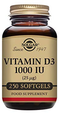 Solgar Vitamin D3 1000 IU (25 µg) Softgels - Pack of 250 - Healthy Bones and Teeth - Supports Immunity and Muscle Function - Gluten Free