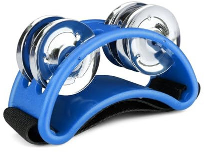 Flexzion Fuß Tamburin Percussion Mit zweireihig Stahl Jingles - Fuß Shaker Musikinstrument Schlagzeug für Kinder Ktv Party Schuhe Spielzeug-Geschenk-Sänger Sänger Cajon & Guitar Players 1 Blau
