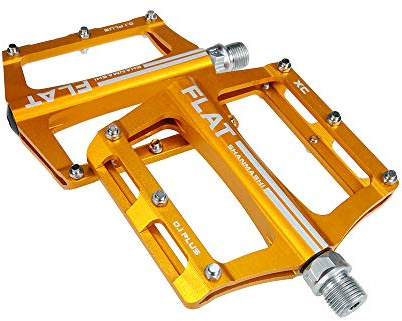 FrontStep Aluminium halkfria pedaler lätta cykelpedaler för MTB/mountainbike pedal/BMX-pedal med Cr-Mo stålspindel (gul)
