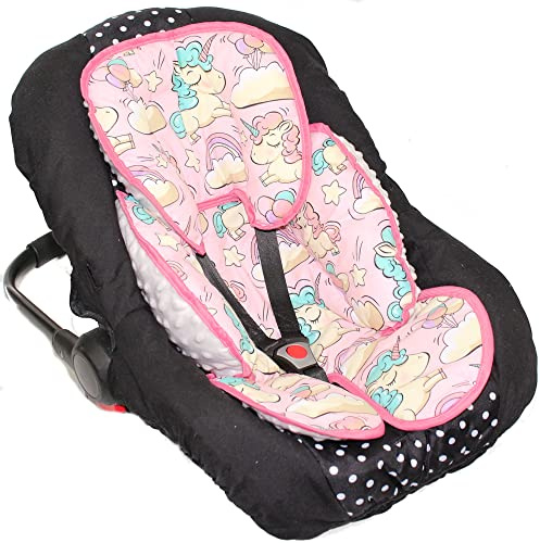 Primawela Sitzverkleinerer Minky - Baumwolle Baby Auto Kindersitz Babyschale Einlage Einsatz (Einhorn + Grau)