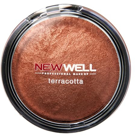 NEWWELL Terracotta Blusher Rouge, Marmoriertes Rouge Puder für die Wangen, Natürlicher Glanz und Kontur, Langanhaltendes Finish, Bronzer und Blusher in Einem