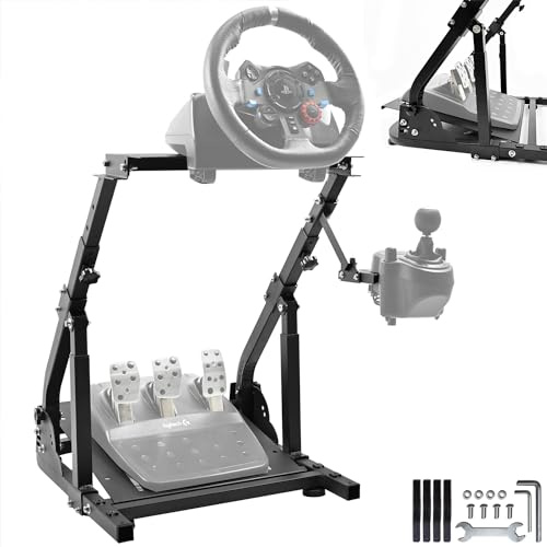Anman Foldable Racing Steering Wheel Stand With Pro Reinforced Parts Fit For Logitech G25,G27,G29,G920 Gaming Racing Simulator Cockpit Not Included Wheel and Pedals