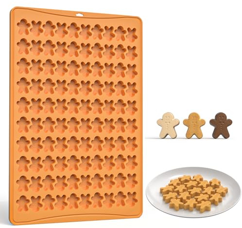 PTaizjjz Weihnachtliche Silikonform, 100 Mulden Lebkuchenmann Silikonform | Schokoladenform für Lebkuchen, Süßigkeiten, zum Backen, Kekse, Pudding, Gelee, Hundeleckerli