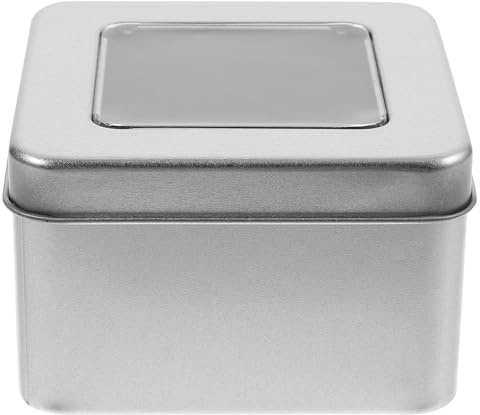 MAGICLULU Matte Clear Square Tin with Airtight Lid for Spices Tea Candy Storage and Gift Giving 3 Pack 3.54X3.54X6.50 Inch Kitchen Organizer Canisters