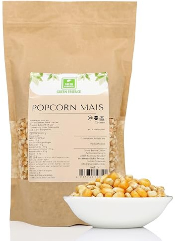 Butterfly Popcorn Mais 1kg aus Maiskörnern Pop Corn von Green Essence | Ungesalzen und ungesüsst, Popcornmais aus Maiskörnern, Für Popcornmaschine, Ideal als Kino Popcorn, 1 kg, 1er-Pack