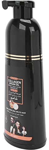 Fyearfly Arganöl-Shampoo, Shampoo Für Schwarzes Haar, Kollagen-Arganöl-Haarfärbe-Shampoo, Farbstoff-Shampoo Zum Abdecken von Grau-weißem Haar (400 Ml)