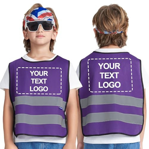 AYKRM Kinder Warnweste - Reflektierende Sicherheitsweste - Universal Größe für Kinder von 2-5Y - Lila - Ideal für den Schulweg und Outdoor-Aktivitäten