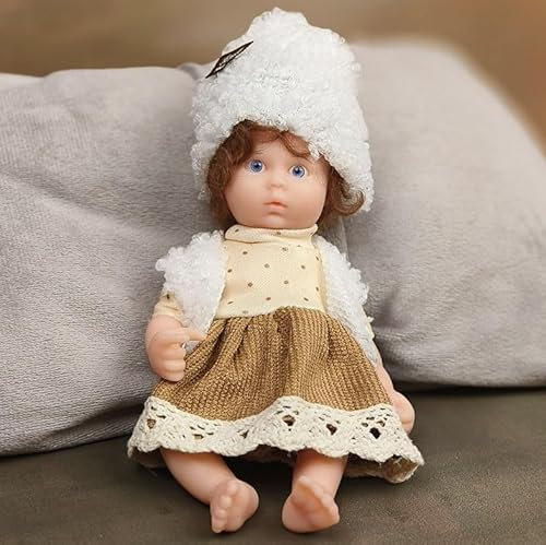 YIHANGG 6 Zoll Mini Reborn Baby Puppe 15cm Vollkörper Silikon Neugeborene Puppe Frühgeboren Handflächengröße Puppe Weihnachten Geburtstag Geschenke(A)