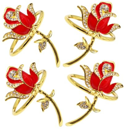 MAGICLULU 4piezas Servilletero Decorativo Rosas Hebillas Elegantes para Servilletas Decoración Romántica para Intima