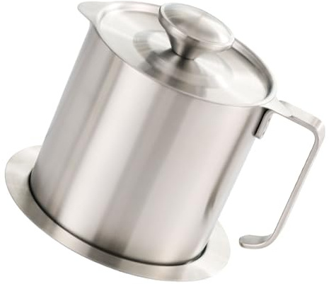 Contenedor de Grasa de Tocino, Recipiente de Almacenamiento de Aceite de Acero Inoxidable, Capacidad de 1,8 L con Colador, Resistente a la Oxidación, Herramienta de Cocina