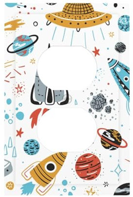 Cartoon Rockets Print 3x5 Inch Decorative Switch Plate Cover, For Wall Outlet Light Electrical Toggle