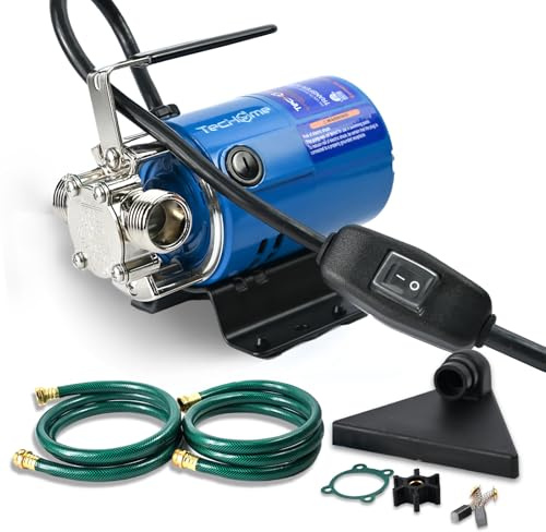 TecHome Electric Water Pump Water Transfer Pump, 115V 1/10 HP 330 GPH Hose Pump Utility Pump，with ON/OFF Switch and 2 * 6 Feet Water Hoses Kit.