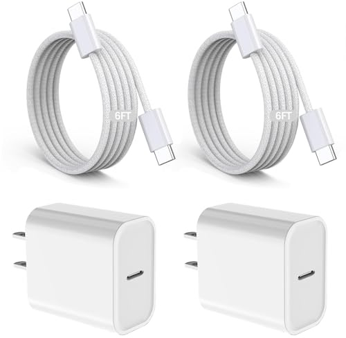 Caricabatterie rapido per iPad, confezione da 2 adattatori USB da 20 W per caricabatterie Apple iPad con cavo di ricarica rapida USB C intrecciato da 1,8 m, per iPad Pro 13/12,9/11, iPad Air 5th/4