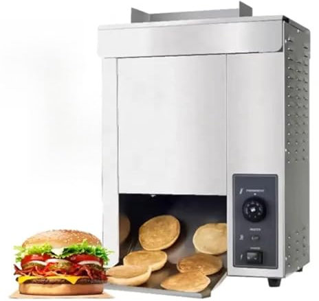 BDJSN Machine De Cuisson De Pains À Hamburger À Chaîne Commerciale 1400 Pièces/h, Grille-Pain À Hamburger Vertical Électrique 2000 W, Réglable De 50 À 300 °C, pour Restaurants, Restauration Rapide