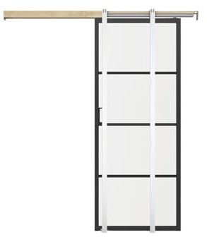 Vente-unique -Puerta corredera con empotrado Aluminio y vidrio templado transparente H205 x L63 cm - SINCA II