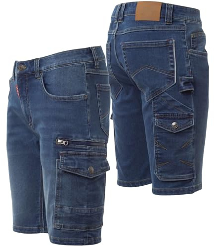 Art.Master Jeans Shorts Stretch Herren - robuste Kurze Hose mit Stretch 8 Taschen Hammerschlaufe - Bequeme Arbeitskleidung Männer Jeansshort für Handwerk BAU Garten Heimwerken Sommer Hobby DIY