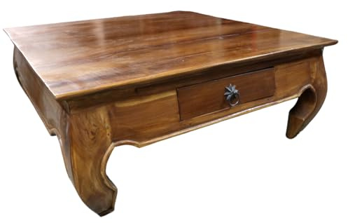 Marblechic Opium Style Solid Teak Smoking Table - 80 x 80 x 34 cm - Handmade in Indonesia