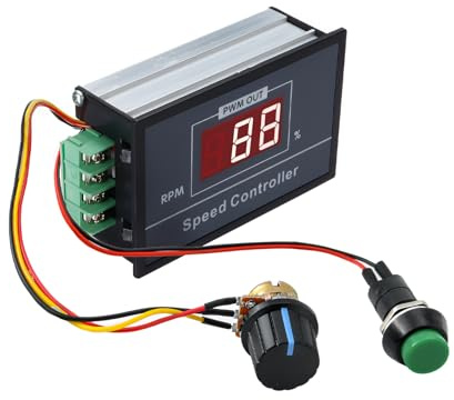 Controlador de Velocidad Motor PWM DC 6-60V 6V 12V 24V 48V 30A con Pantalla Digital, Regulador de Voltaje Ajustable y Potenciómetro, Interruptor de Arranque/Parada para Motor Paso a Paso