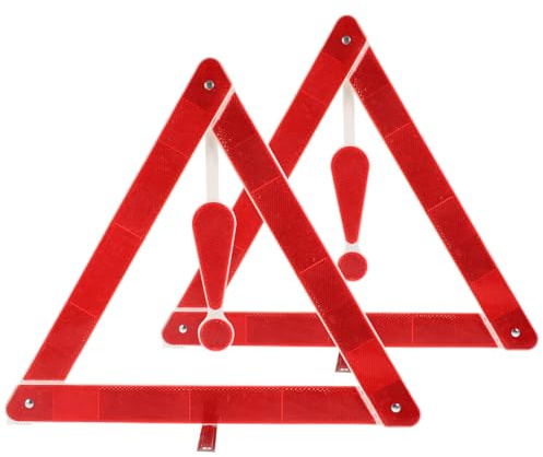Yardwe Kit Segnale di Avvertimento per Auto a Triangolo 39Cm 2 Pezzi Pieghevole e Portatile per Sicurezza Stradale e Assistenza Veicolare