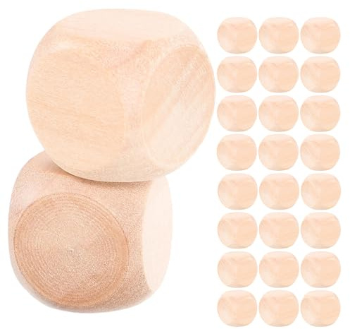 Alasum 50pezzi Blocchi di Legno Grezzi Quadrati per Giochi da Tavolo Articoli per Feste e Fai da Te Dadi Cubo Angoli Arrotondati