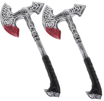 MOKKHNB 2 Pezzi Asce da Costume Halloween in Plastica Accessori Viking per Giochi di Ruolo e Decorazioni per Feste Tema Medievale e Cosplay