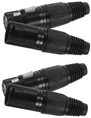 FELTECHELECTR 4 pièces Connecteur XLR Broches Noir Mâle et Femelle Adaptateur Câble Micro Cuivre à Broches Argentées pour Clair et Stable Usage Scène et Studio