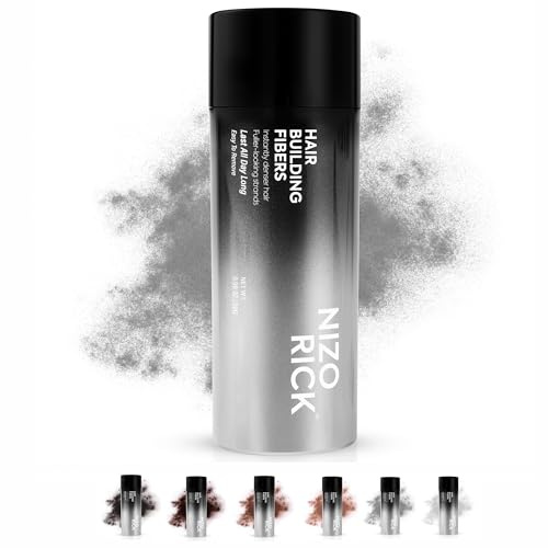 NZIORICK Fibras Capilares Gris Oscuro28g,Cobertura Instantánea para Cabello Fino y Escaso-Aspecto Más Denso,Larga Duración,Sin Crueldad Animal