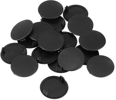 TA-VIGOR 38 Pcs Hinge Hole Covers Caps, 35mm / 1.38 Plastic Hinge Hole Filler Caps, Round Concealed Blanking Cover Cap for Kitchen Cabinets, Black