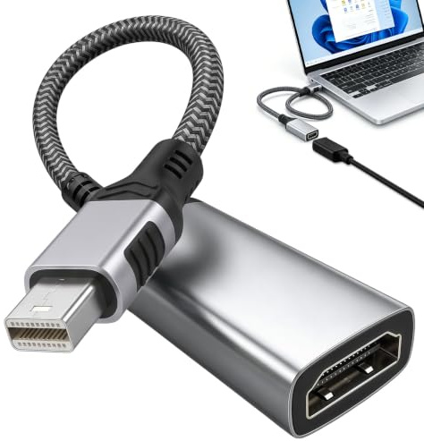 Mowpiny Adaptateur Mini DisplayPort vers HDMI 4K 30Hz, Unidirectionnel Display Port vers HDMI, Compatible avec Thunderbolt 1/2, MacBook Air, iMac, Surface Pro, Moniteur, TV et Projecteur