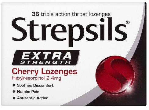 Strepsils Extra Anasthetic & Anticeptic Cherry Lozenges 36 Lozenges
