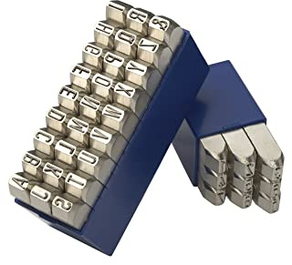 GRAVUREM-Nr. 1 Schlagzahlen und -buchstaben 0-9 + A-Z,& (Kombination) - für Edelstahl (VERNICKELTE OBERFLÄCHE) / 8mm