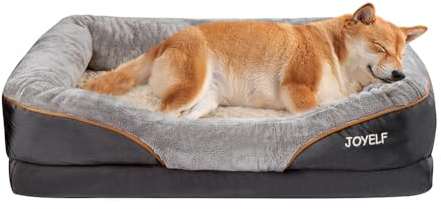 JOYELF Großes Hundebett Memory Foam orthopädisches Hundebett & Hundesofa mit abnehmbarem waschbarem Bezug und Quietschspielzeug als Geschenk