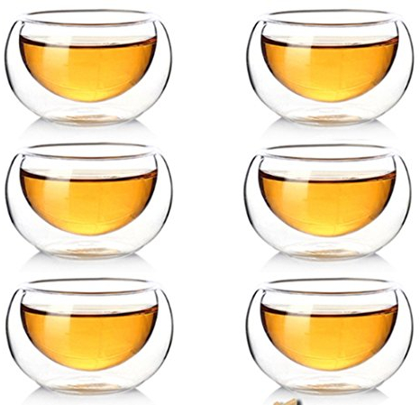 Lot de 10 tasses à café à double paroi en verre isotherme résistant à la chaleur, 50 ml