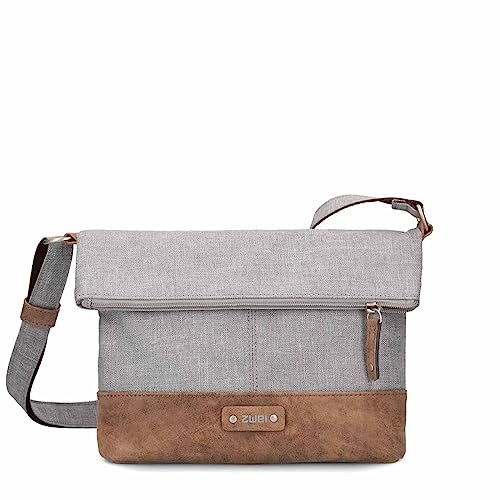 Zwei Damen Handtasche Olli OT6 erweiterbare Umhängetasche 2/4 Liter Crossbody Bag wasserabweisend robust strapazierfähig Canvas-Stil Vintage-Look (ice)