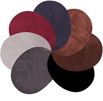PandaHall 14pcs 7 Farben Oval Ellenbogen Wildleder Stoff Applikationen Stoff Eisen auf und annähen Knie Patches für Sweatshirt lose T-Shirt Blusen Tops Zubehör