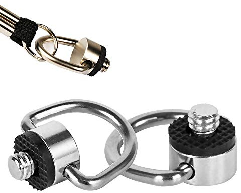 Stainless Steel D Ring Screw Hinge Mount Camera Mounting Screw 0.64 cm (1/4) - 20 Thread for Tripod DSLR Cameras Quick Release Wrist Strap Pack of 2
