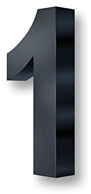 Metzler 3D Hausnummer in Anthrazit aus Stahl - Hausnummer mit Pulverbeschichtung in Feinstruktur 7016 Anthrazitgrau matt - Höhe 20cm / Tiefe 3,5 cm - inkl. Montagematerial - Ziffer 1